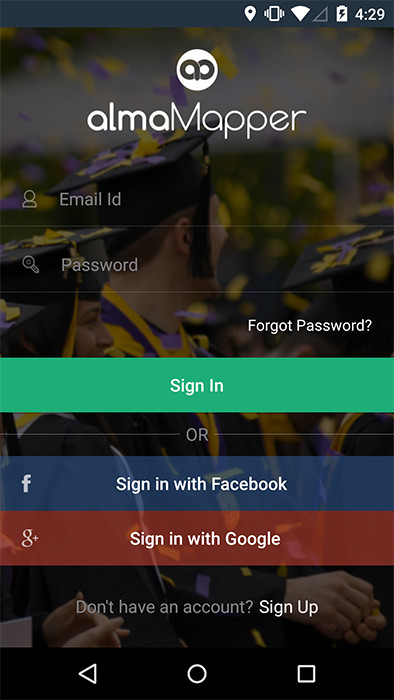 login page of the social learning app
