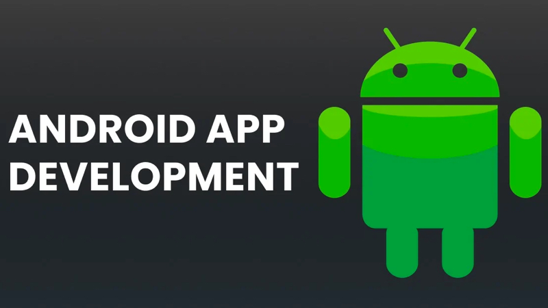 Illustration of android symbol and text written android app development