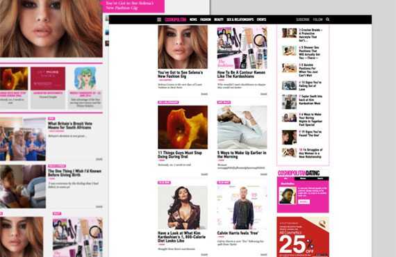blog index page of Cosmopolitan an Online Magazine Brand