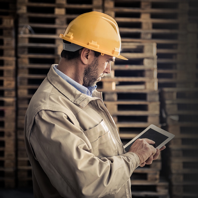 Industrial worker using iot based app for better work