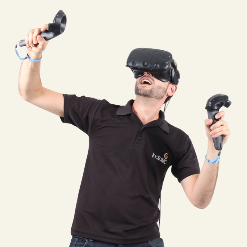 A men playing game in VR based game
