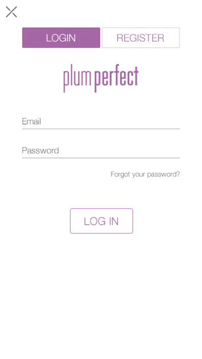 Login Page of a Plum Perfect a beauty app