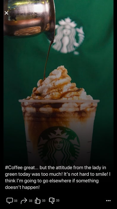 Starbucks coffee image in Feedback and Review management App