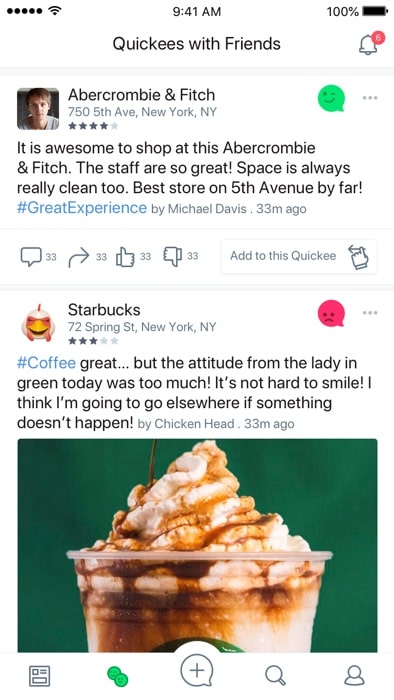 Starbucks post in Feedback and Review management App