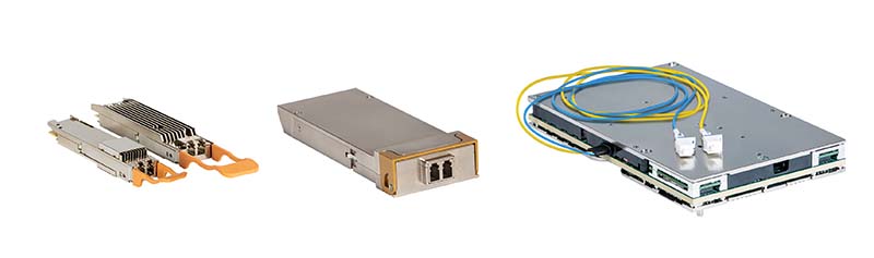 Figure 7.  Acacia products benefit from high-levels of integration (QSFP-DD, OSFP, CFP2, and embedded module form-factors shown).