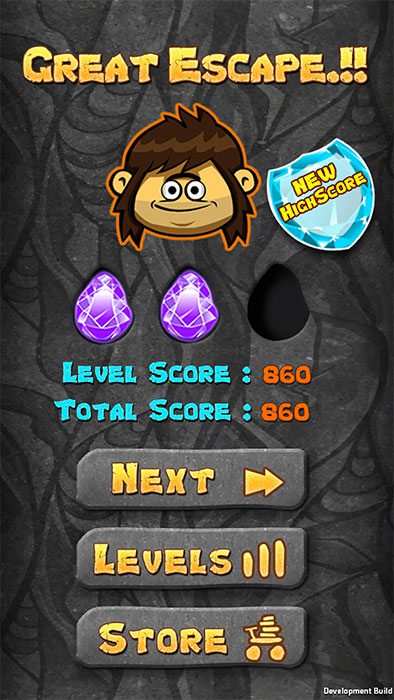 level completed screen in a mobile puzzle game