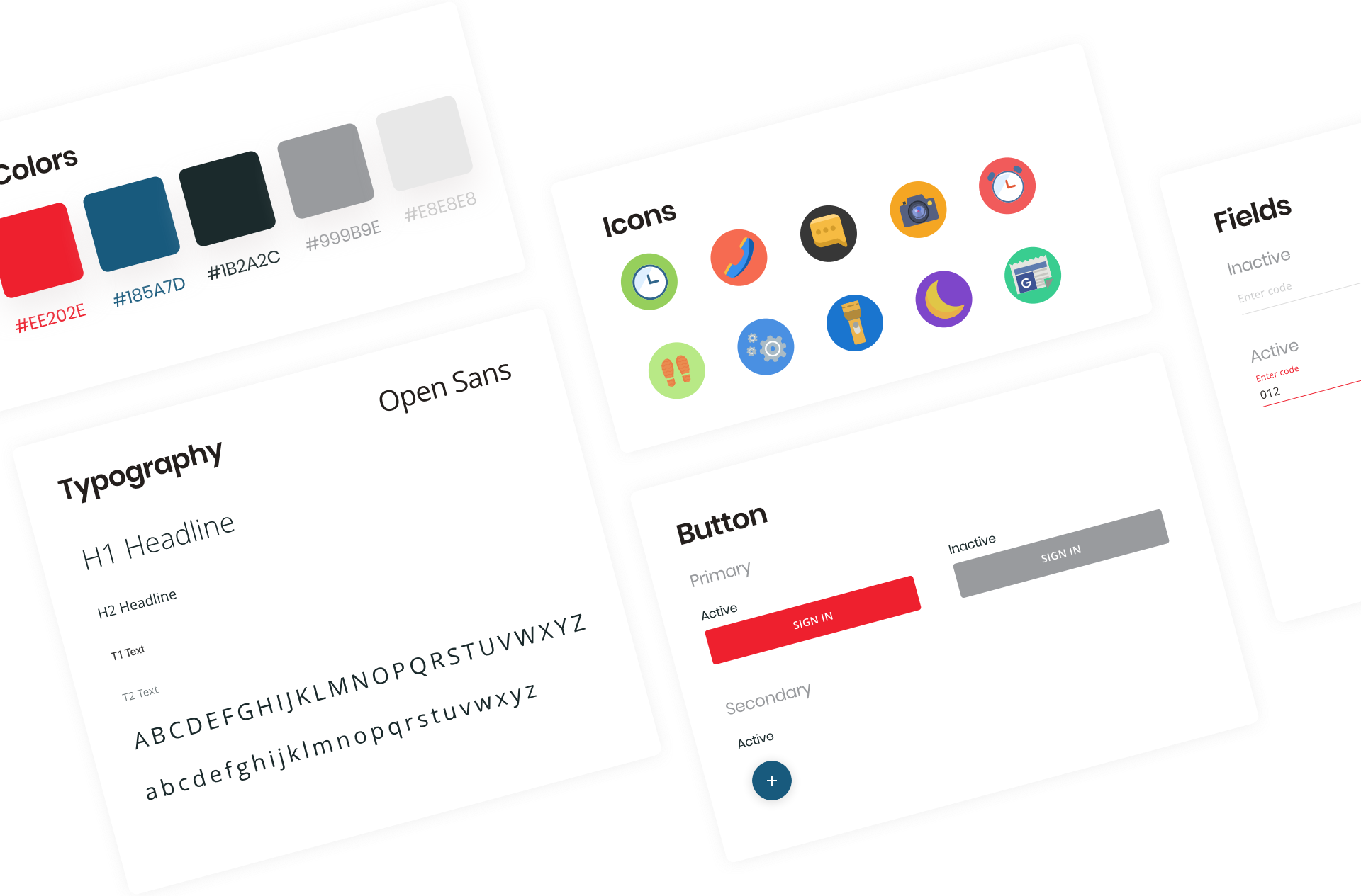 Colors, Icons and Typography of ZTyme Mobile App